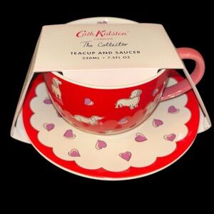 Dachshund Red and White Teacup and Saucer by Cath Kidston